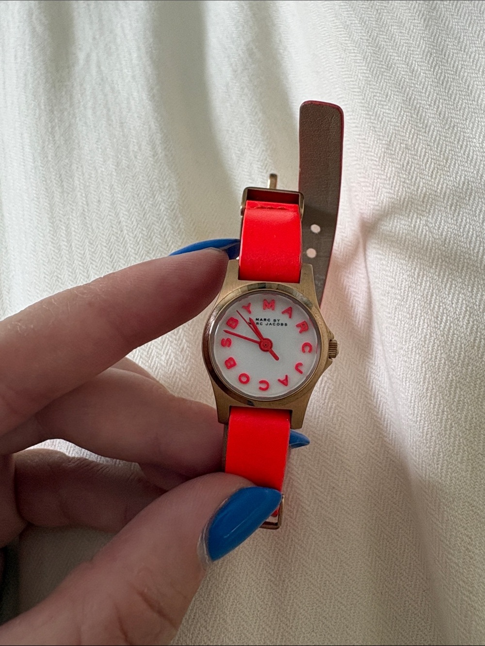 Marc By Marc Jacobs Neon Red Band Rose Gold-Tone Case Watch